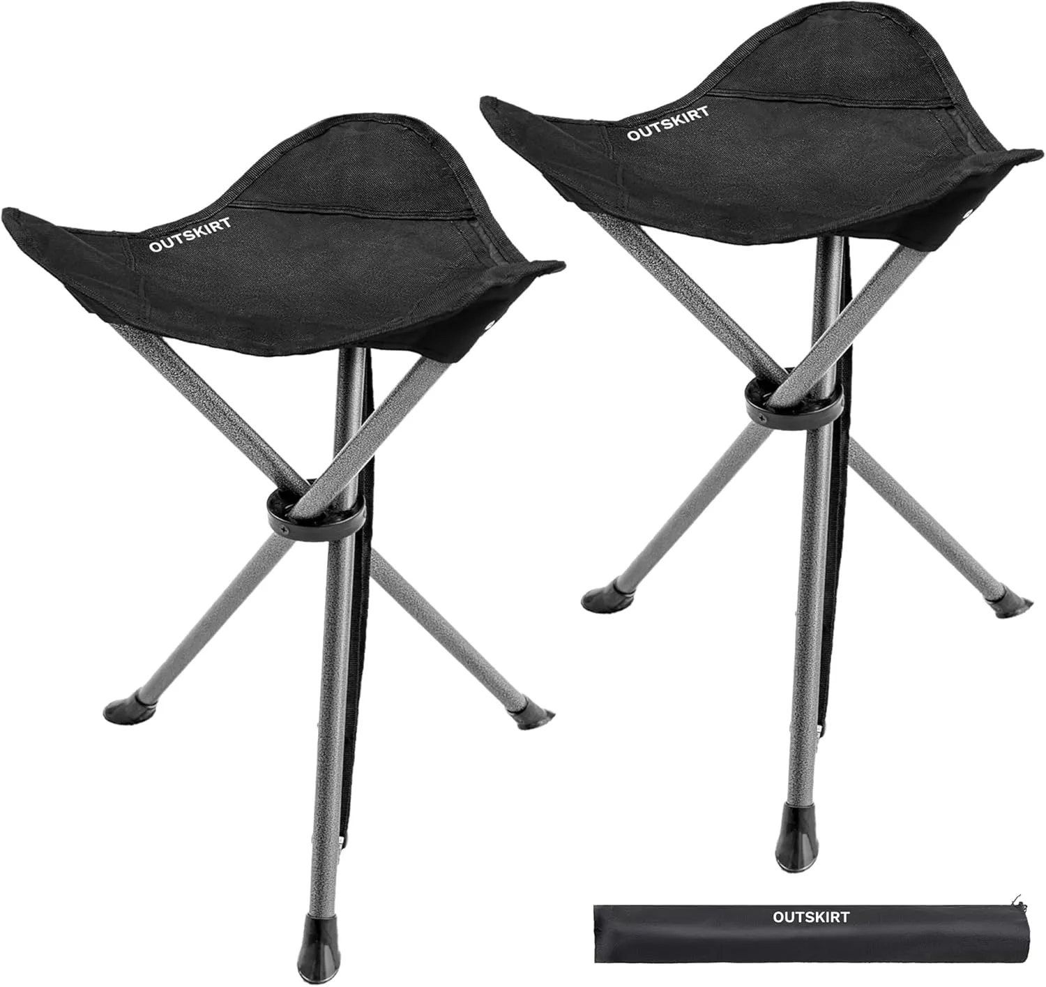OUTSKIRT 2 Pack Extra Tall Folding Tripod Stools, 22.4” High Portable Camping Stools for Adults, 2lbs Lightweight Camping Stool, Tripod Chairs for Fishing, Hiking, Backpacking