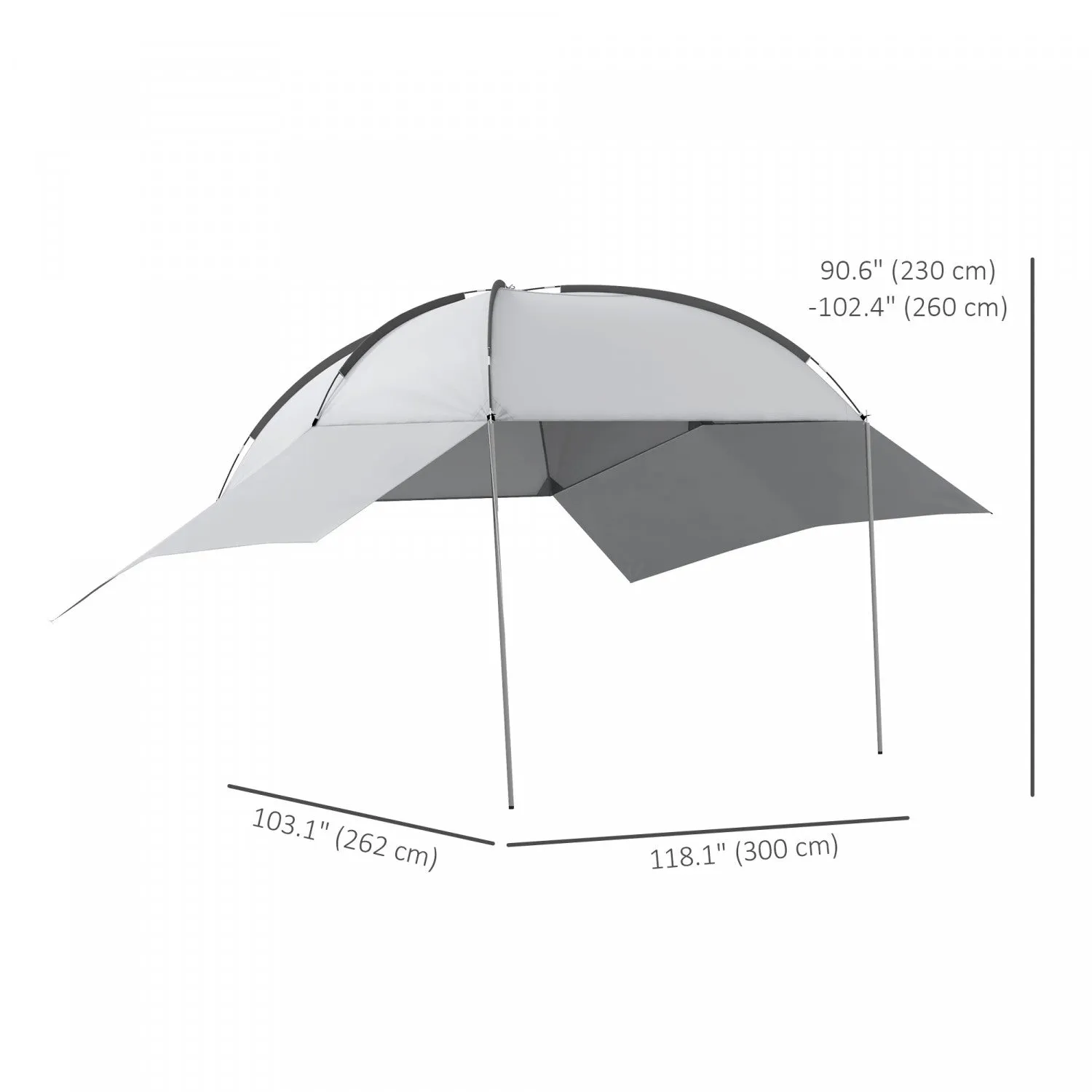 Outsunny Portable Suv Tailgate Tent With Awning, Car Camping Tent