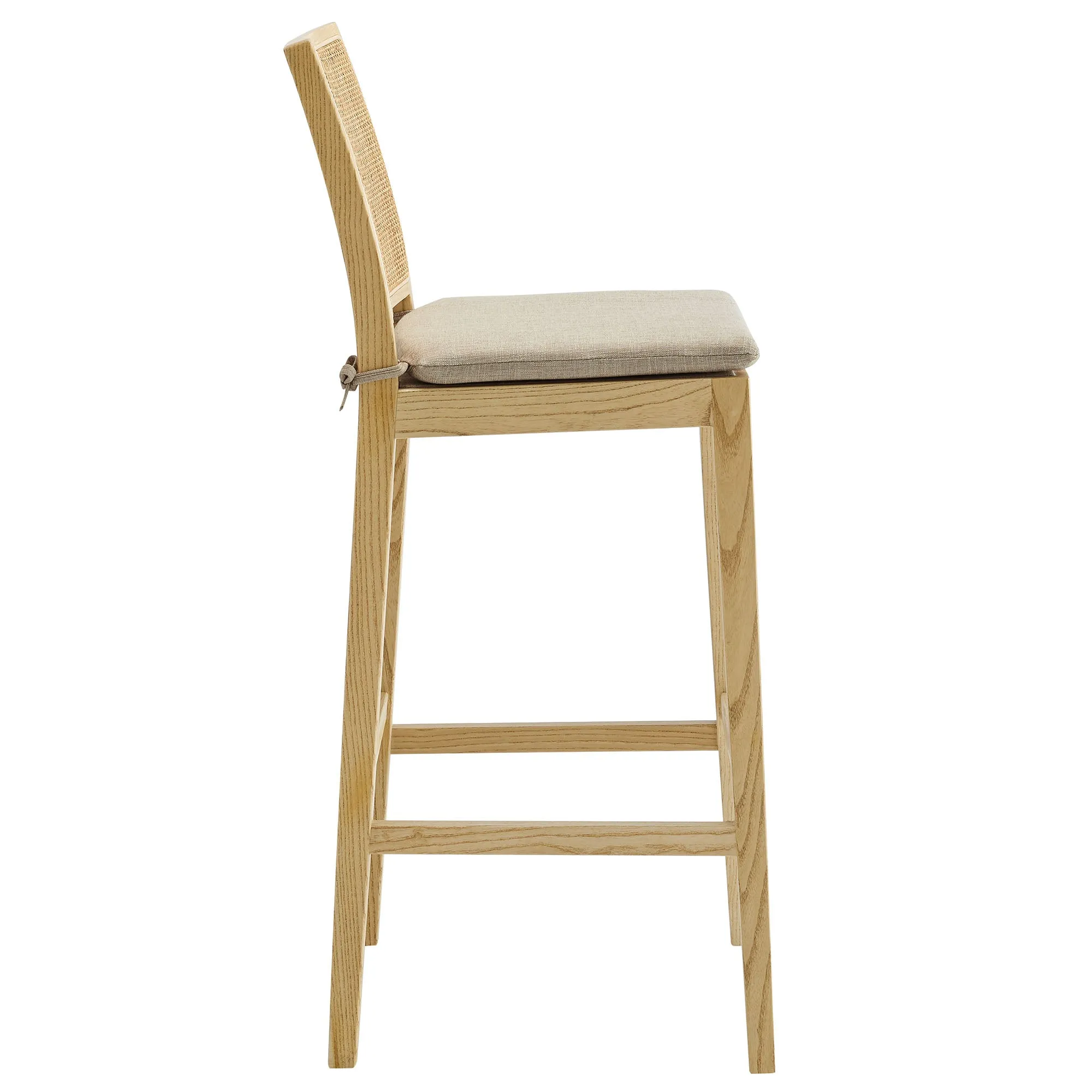 Ovard Wood and Rattan Bar Stool