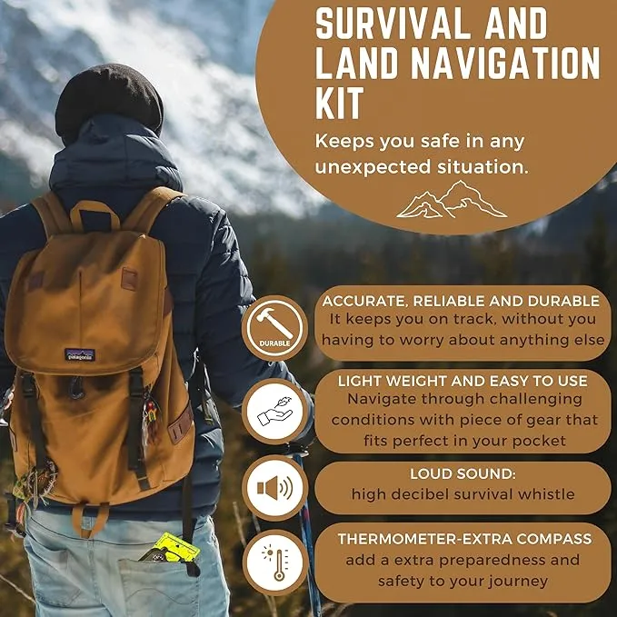 Pack of 2 Orienteering Compass Hiking-Compasses boy Scout Kids- Magnetic Gear Set Navigation map- Brujulas orientacion-Backpacking Camping Hunting Survival.