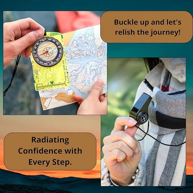 Pack of 2 Orienteering Compass Hiking-Compasses boy Scout Kids- Magnetic Gear Set Navigation map- Brujulas orientacion-Backpacking Camping Hunting Survival.