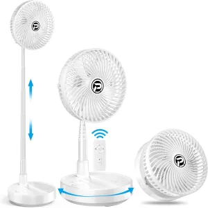 PANERGY Portable Rechargeable Stand Fan with 10000mAh Battery, 8" Folding Pedestal Fan for Bedroom, Travel, and Outdoor Use, USB-Powered Oscillating Floor Fan with Quiet Cooling