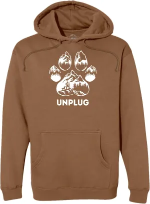 Paw Print Mountain Scene Premium Heavyweight Pullover Hoodie Men & Women Outdoor Camping Hooded Sweatshirt