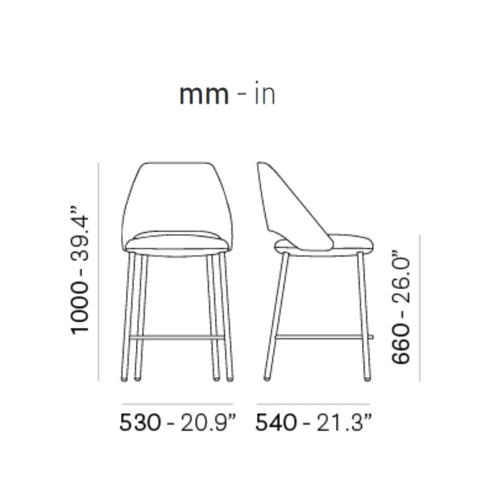 Pedrali Vic Metal 659/2 padded stool in fabric seat H.66 cm.