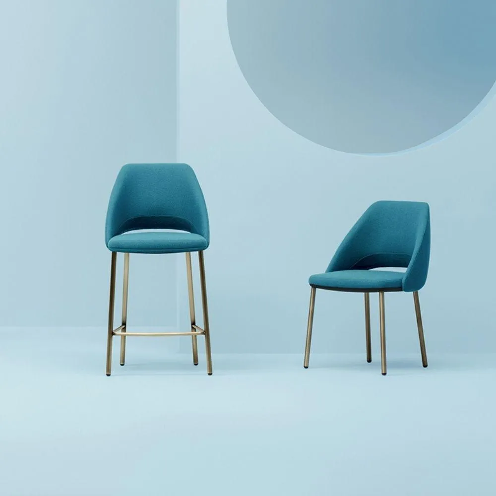 Pedrali Vic Metal 659/2 padded stool in fabric seat H.66 cm.
