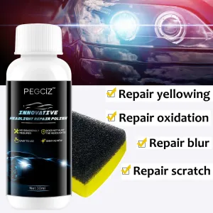 Pegciz Innovative Headlight Repair Polish for Car, Repair Yellow/Blurred/Oxidized/Scratch Headlight, Car Headlamp Cleaning Flulids Polish Plastic Surfaces to High Gloss,Headlight Restoration