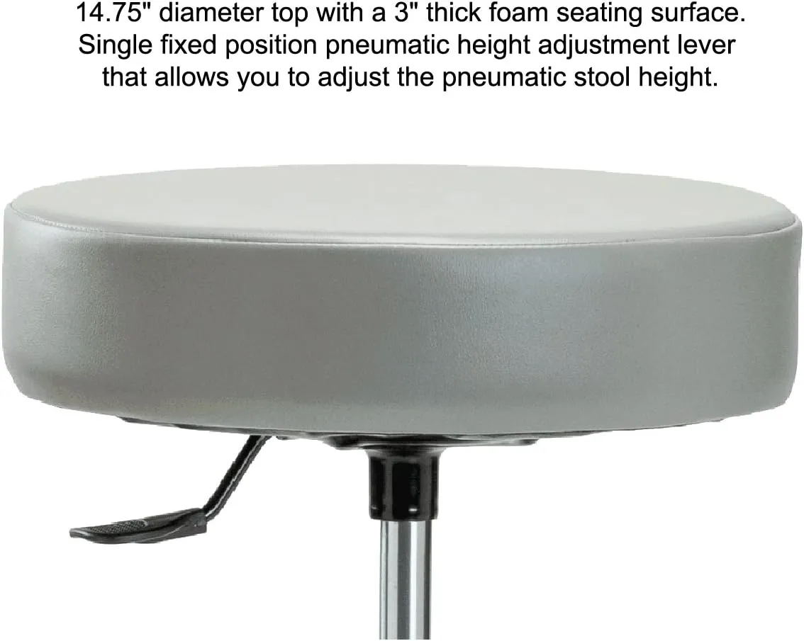 Perch Rolling Single Lever Height Adjustable Swivel Stool, Stationary Caps, Workbench Height, Black Vinyl