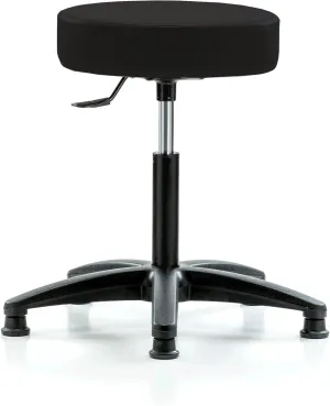 Perch Rolling Single Lever Height Adjustable Swivel Stool, Stationary Caps, Workbench Height, Black Vinyl