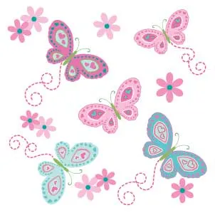 Personalized Aqua Butterflies Natural Flip Stool