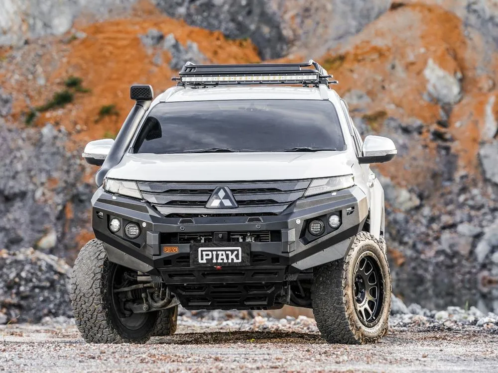 PIAK Elite Non Loop Bull Bar Black Recovery Points Bash Plate for Mitsubishi Pajero Sport 2020 Onwards