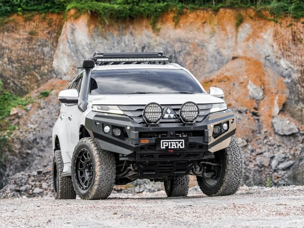PIAK Elite Non Loop Bull Bar Black Recovery Points Bash Plate for Mitsubishi Pajero Sport 2020 Onwards