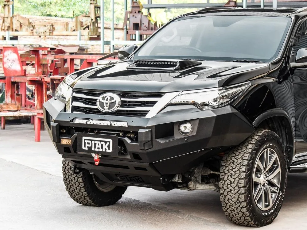 PIAK Elite Non Loop Bull Bar Black Recovery Points Bash Plate for Toyota Fortuner 2015 to 2018