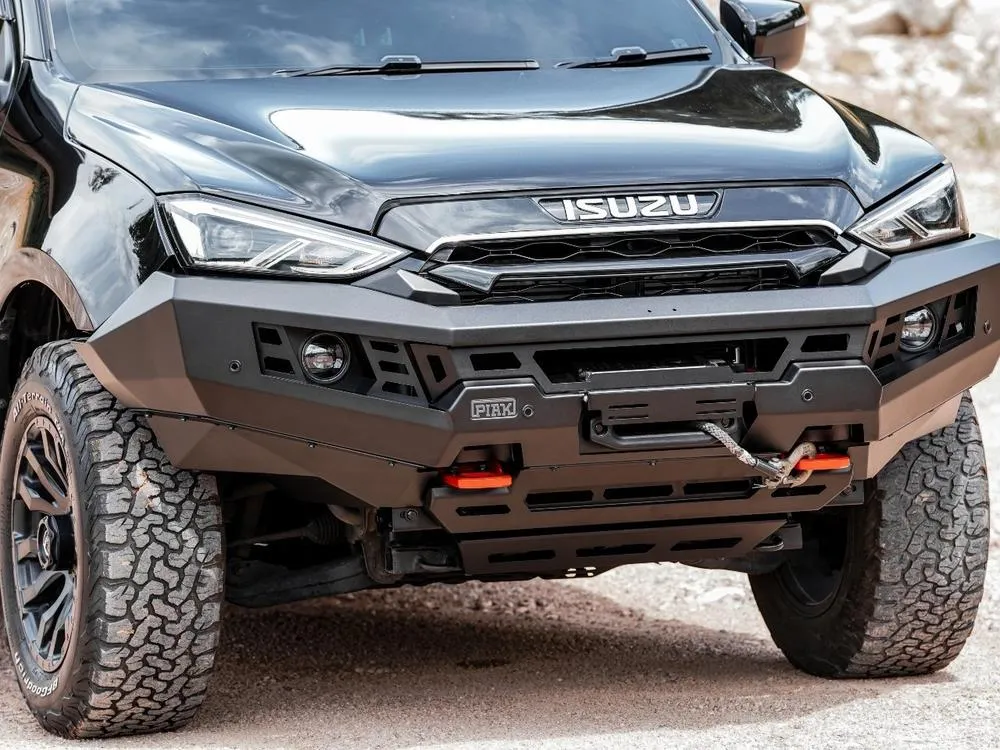 PIAK Genesis Non Loop Bull Bar Orange Recovery Points Black Bash Plate for Isuzu MU-X 2021 Onwards
