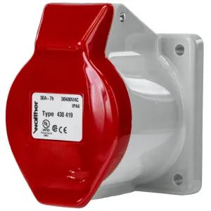 Pin & Sleeve Receptacle 430419 Female 30A 4W 480V 7h IP44 - Safe, Reliable for Installations of All Kinds: Welding, Motor Gen-Sets, Compressors - IEC 430R7