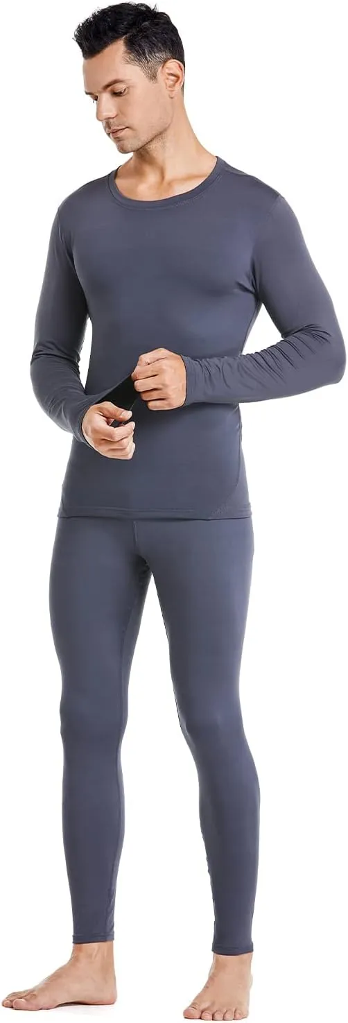 PISIQI Thermal Underwear Men Ultra-Soft Long Johns Set with Fleece Lined Base Layer Winter Skiing Warm Top & Bottom