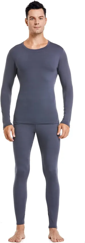 PISIQI Thermal Underwear Men Ultra-Soft Long Johns Set with Fleece Lined Base Layer Winter Skiing Warm Top & Bottom
