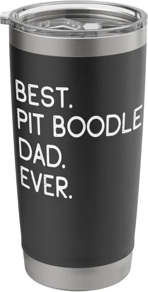 Pit Boodles Pitbull Poodles Best Pit Boodle Dad Ever Stainless Steel Insulated Tumbler