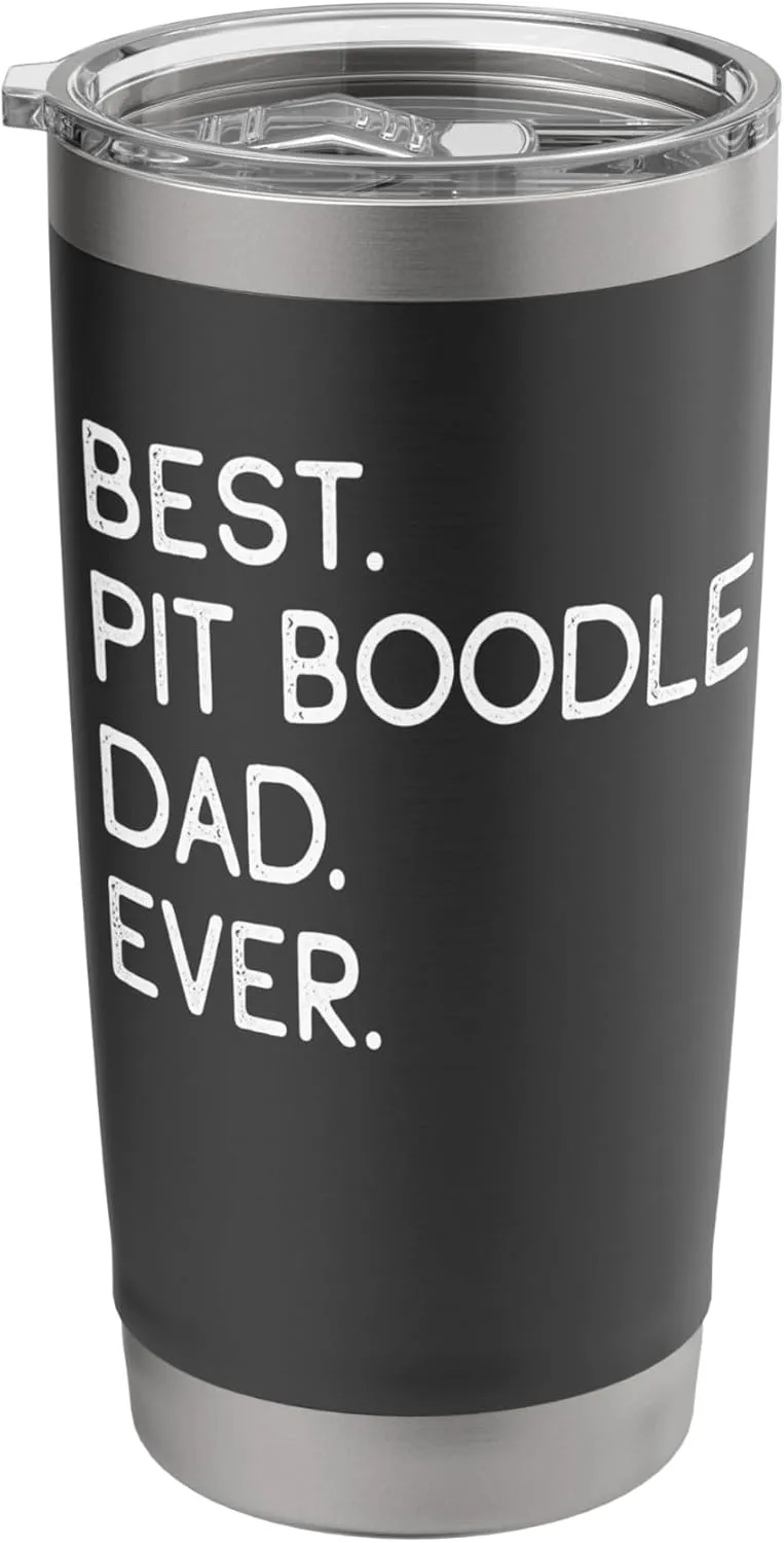 Pit Boodles Pitbull Poodles Best Pit Boodle Dad Ever Stainless Steel Insulated Tumbler