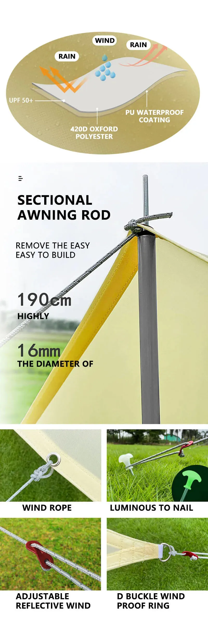 Pop-Up Portable Waterproof Camping Tent with Sun & Rain Protection