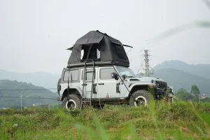 Portable Amphibious Inflatable Tent for Camping, Quick Setup Roof Top Tent with Ladder, and Elevated Design, Black