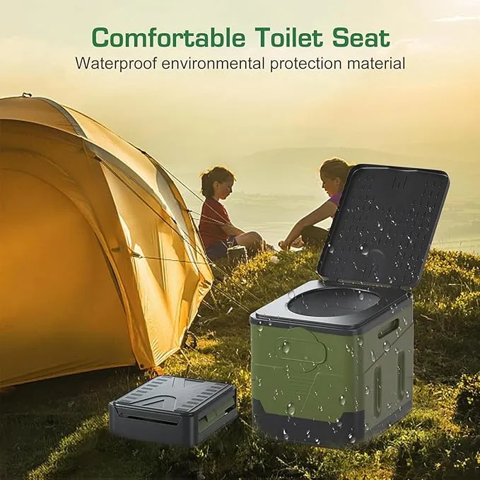 Portable Camping Toilet Water-Proof, Foldable, & Supports up to 700lbs (Army Green, 10.6 * 11.8 * 11.8 INCH)
