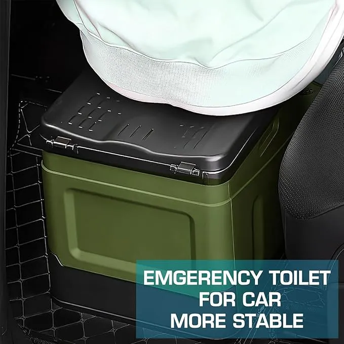 Portable Camping Toilet Water-Proof, Foldable, & Supports up to 700lbs (Army Green, 10.6 * 11.8 * 11.8 INCH)