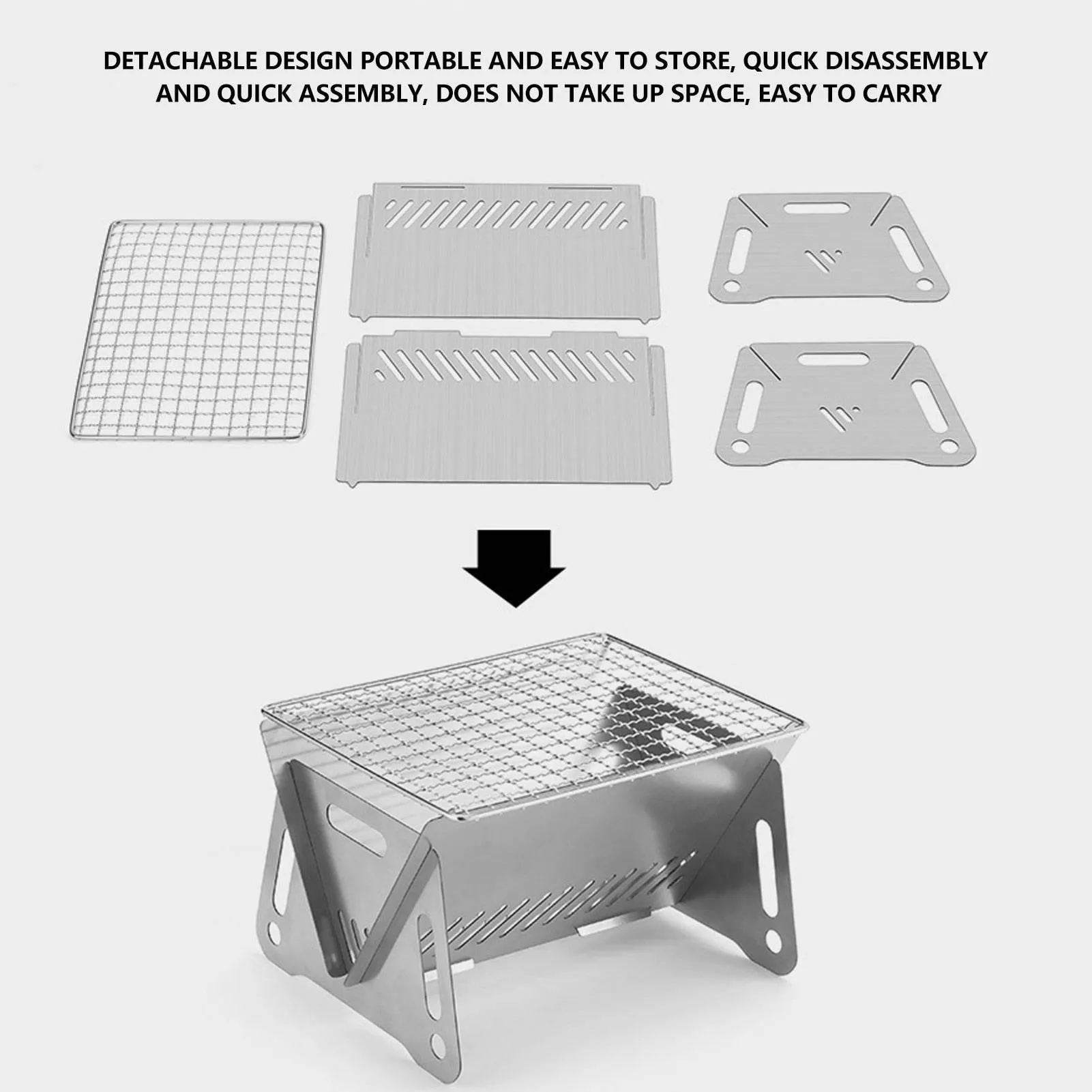 Portable Charcoal Grill - Foldable Camping BBQ Tool