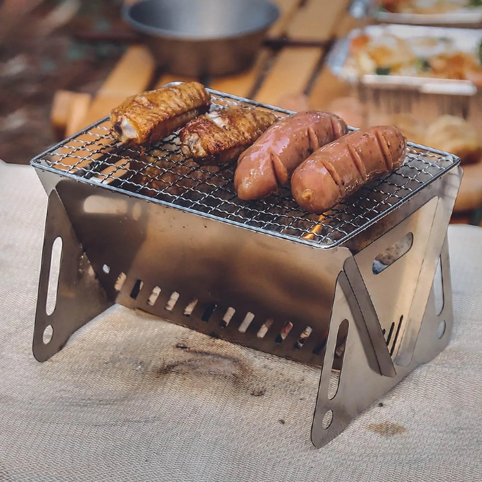 Portable Charcoal Grill - Foldable Camping BBQ Tool