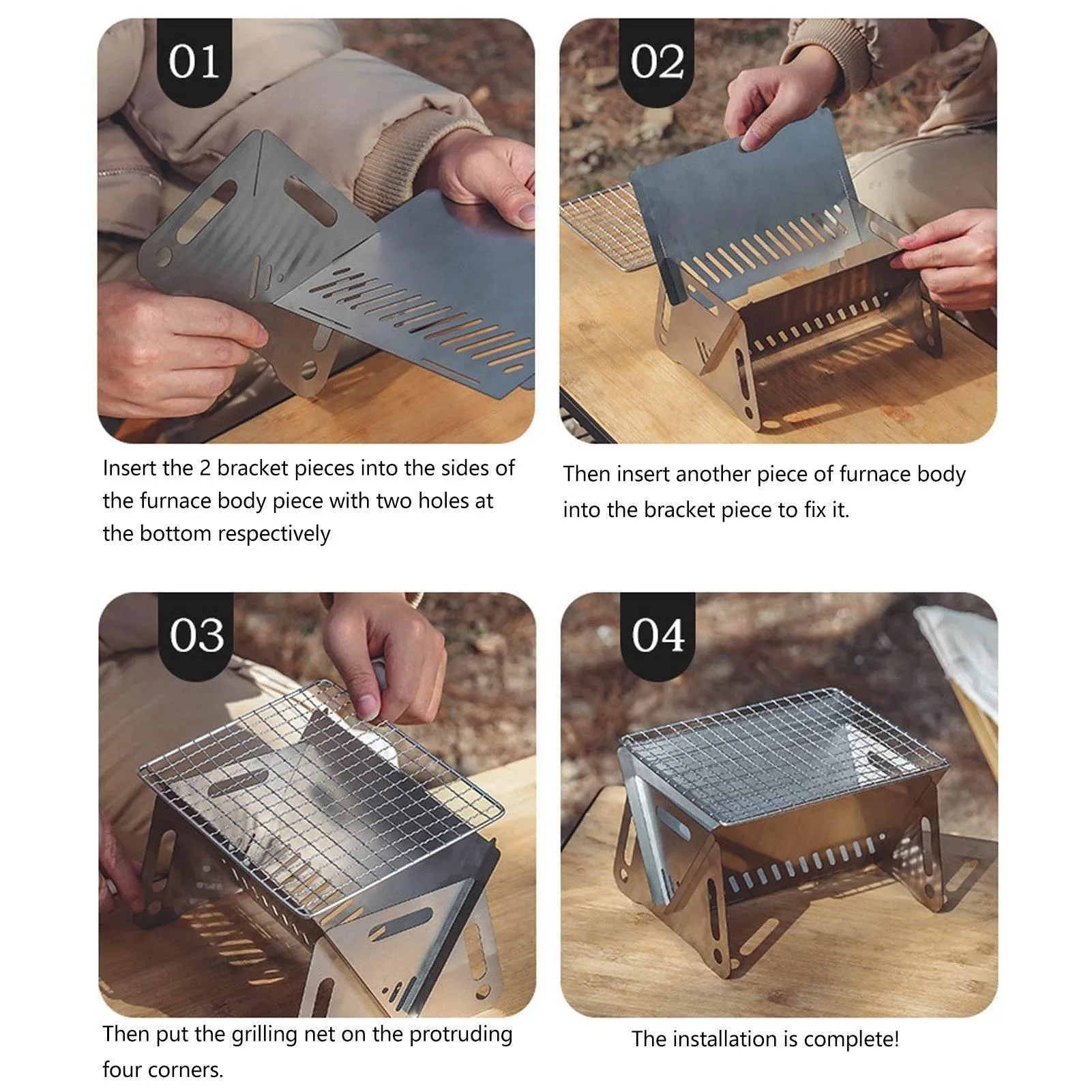 Portable Charcoal Grill - Foldable Camping BBQ Tool