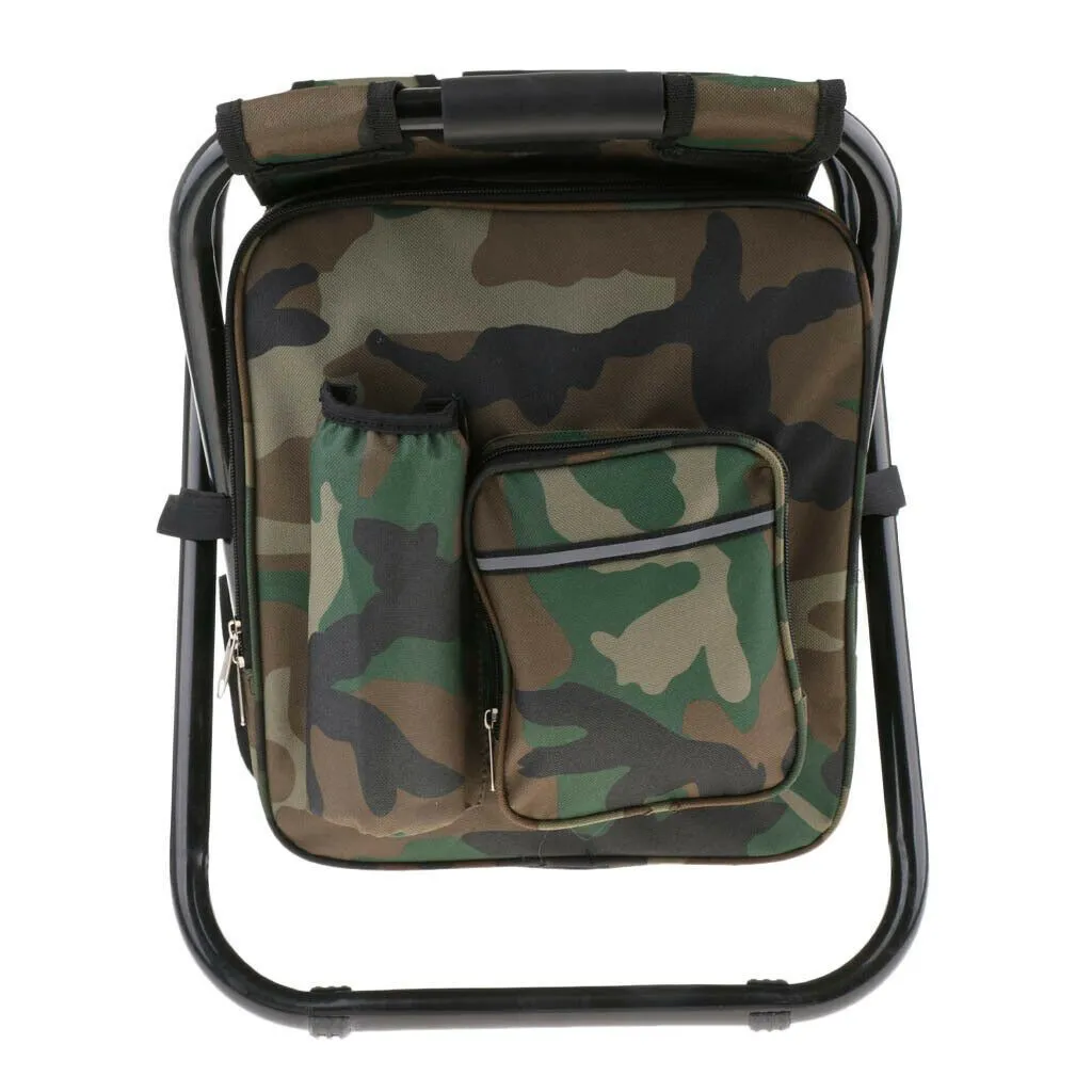 Portable Folding Backpack Chair Camping Stool Cooler Bag Rucksack Beach Fishing 150kg load Green-REMOTE