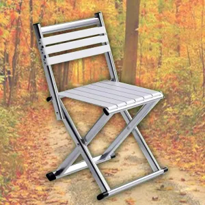 Portable Folding Fishing Chair W/Backrest, Multipurpose Camping Stool, Small Foldable Step Stool for Outdoor Hunting Travel, Gifts for Fisherman(Silver,Large)