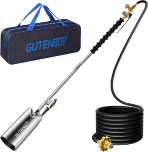 Portable Propane Torch Burner Weed Torch with Storage Bag, High Output 1,280,000 BTU Blow Torch with 10FT Hose, Heavy Duty Flame Weeder with Igniter for Garden Wood Roofing Snow Road Charcoal