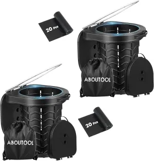 Portable Toilet for Adults, Adjustable Height Camping Toilet Portable, Outdoor Emergency Toilet for Car, Travel, Camping, and Hiking, Comfortable Portable Potty for Adults with 20 Toilet Bags