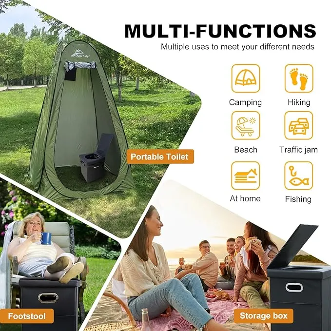Portable Toilet For Adults,XL Camping Toilet Portable Potty for Adult, Foldable Portable Toilet for Camping Car Boat Hiking Beach RV
