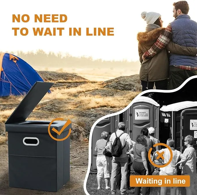 Portable Toilet For Adults,XL Camping Toilet Portable Potty for Adult, Foldable Portable Toilet for Camping Car Boat Hiking Beach RV