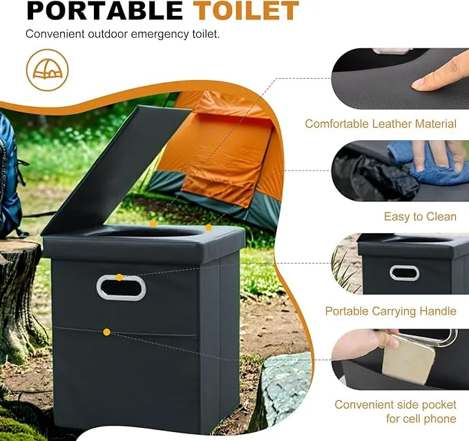 Portable Toilet For Adults,XL Camping Toilet Portable Potty for Adult, Foldable Portable Toilet for Camping Car Boat Hiking Beach RV