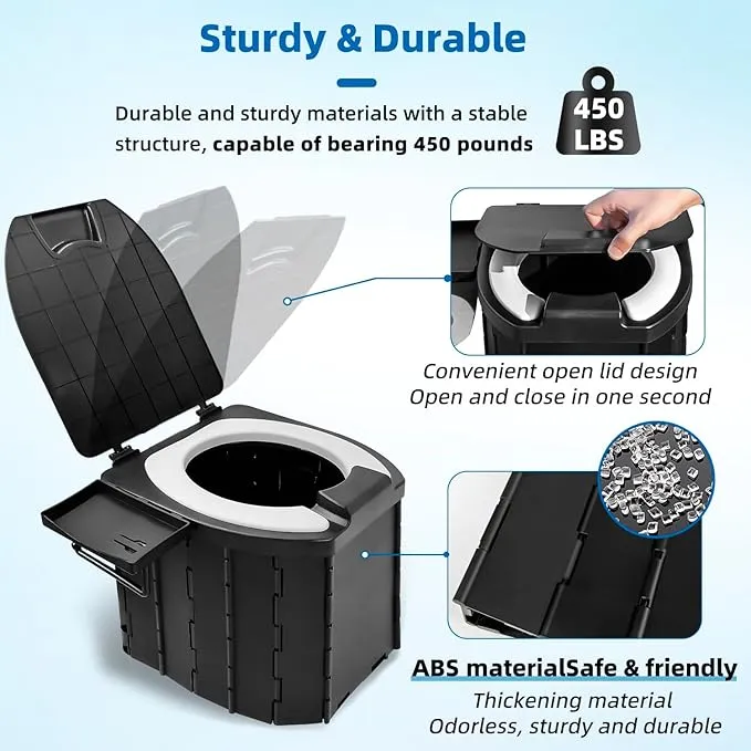 Portable Toilet for Camping Portable Potty for Adults Porta Potty with Lid Travel Toilet Commode Bucket Toilet for Indoor,Outdoor And Emergency Use