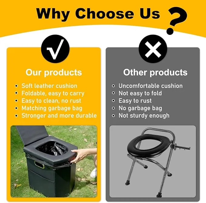 Portable Toilet with Pop Up Privacy Tent,XL Large Portable Toilet for Adults, Outdoor Camping Shower Tents Changing Room Emergency Folding Toilet Tent Kit with Carry Bag for Camping/Hinking…