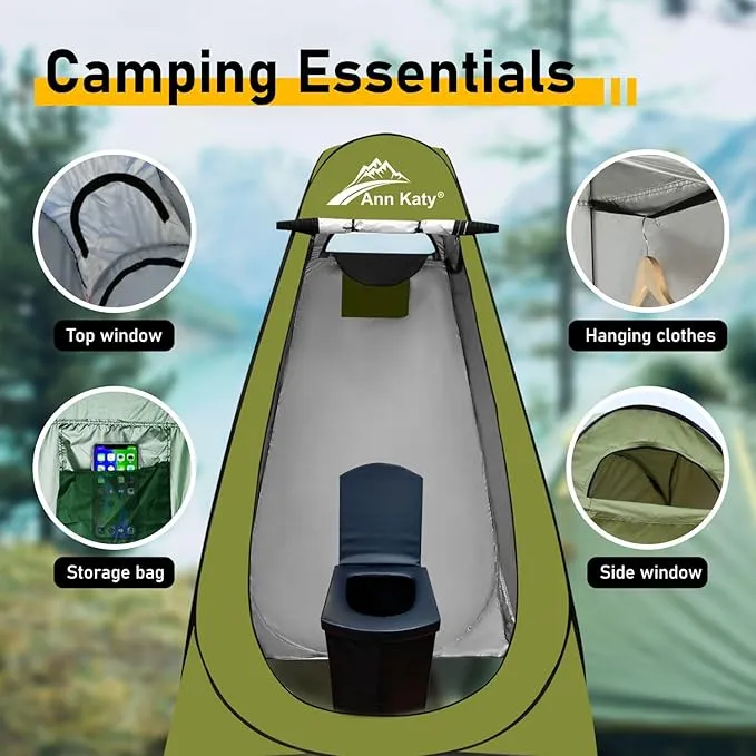 Portable Toilet with Pop Up Privacy Tent,XL Large Portable Toilet for Adults, Outdoor Camping Shower Tents Changing Room Emergency Folding Toilet Tent Kit with Carry Bag for Camping/Hinking…