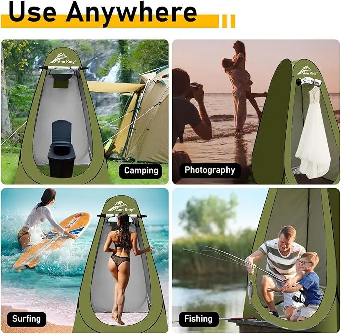 Portable Toilet with Pop Up Privacy Tent,XL Large Portable Toilet for Adults, Outdoor Camping Shower Tents Changing Room Emergency Folding Toilet Tent Kit with Carry Bag for Camping/Hinking…