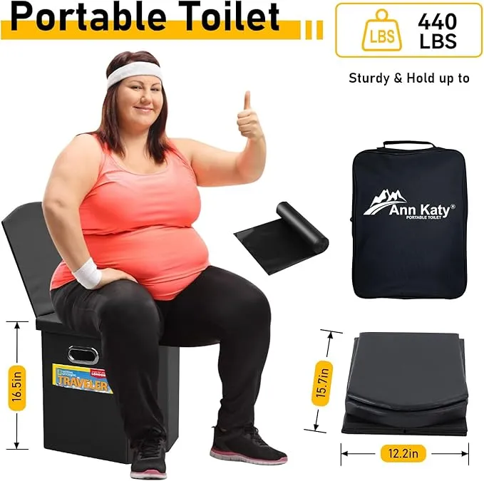 Portable Toilet with Pop Up Privacy Tent,XL Large Portable Toilet for Adults, Outdoor Camping Shower Tents Changing Room Emergency Folding Toilet Tent Kit with Carry Bag for Camping/Hinking…