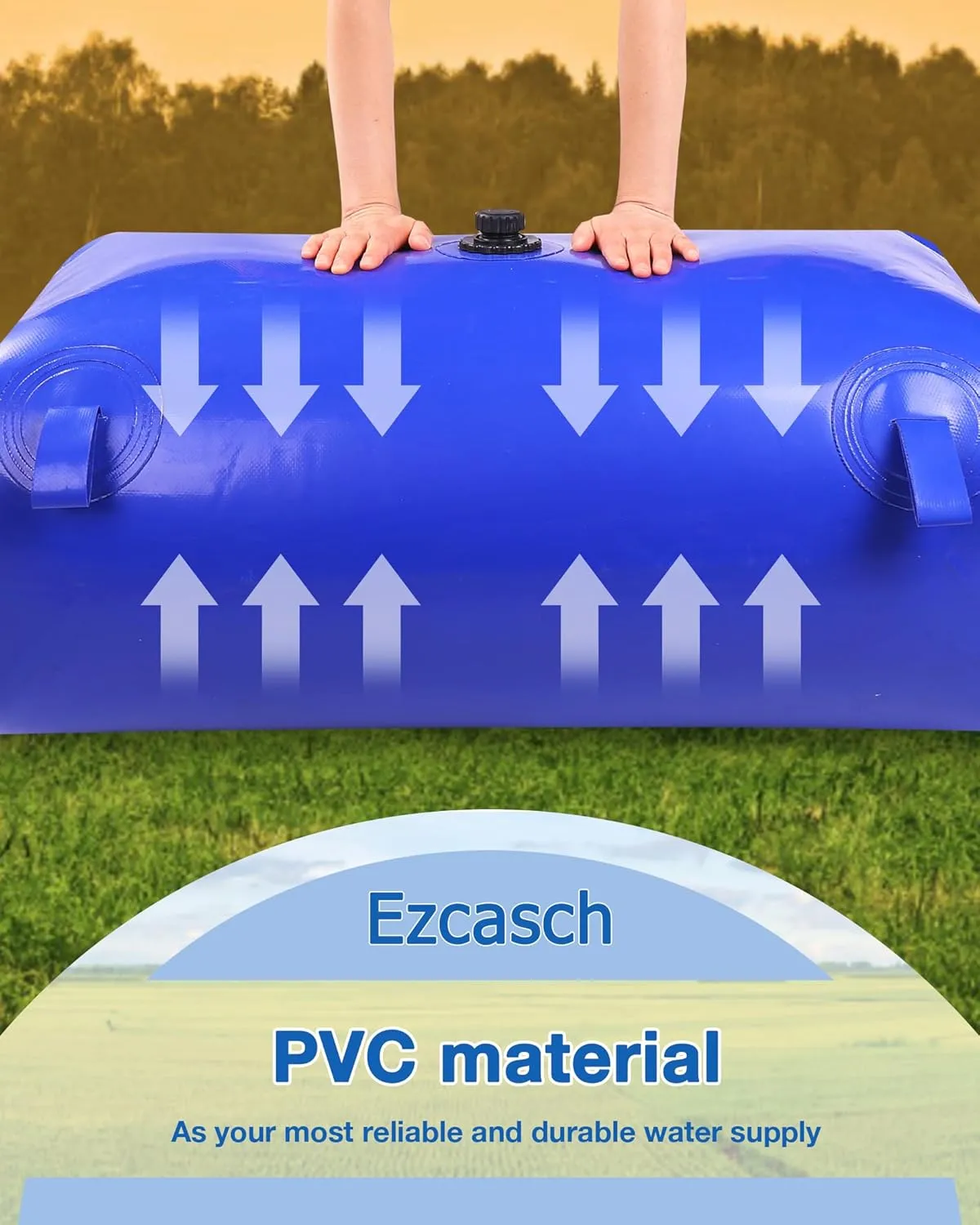 Portable Water Storage Bladder, 158gal/600L Large Capacity Water Storage Containers, Portable PVC Water Reservoir with valves and Overflow Kit, Foldable Water Tank for Outdoor Use, blue