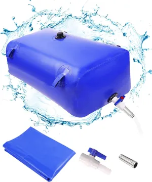 Portable Water Storage Bladder, 158gal/600L Large Capacity Water Storage Containers, Portable PVC Water Reservoir with valves and Overflow Kit, Foldable Water Tank for Outdoor Use, blue