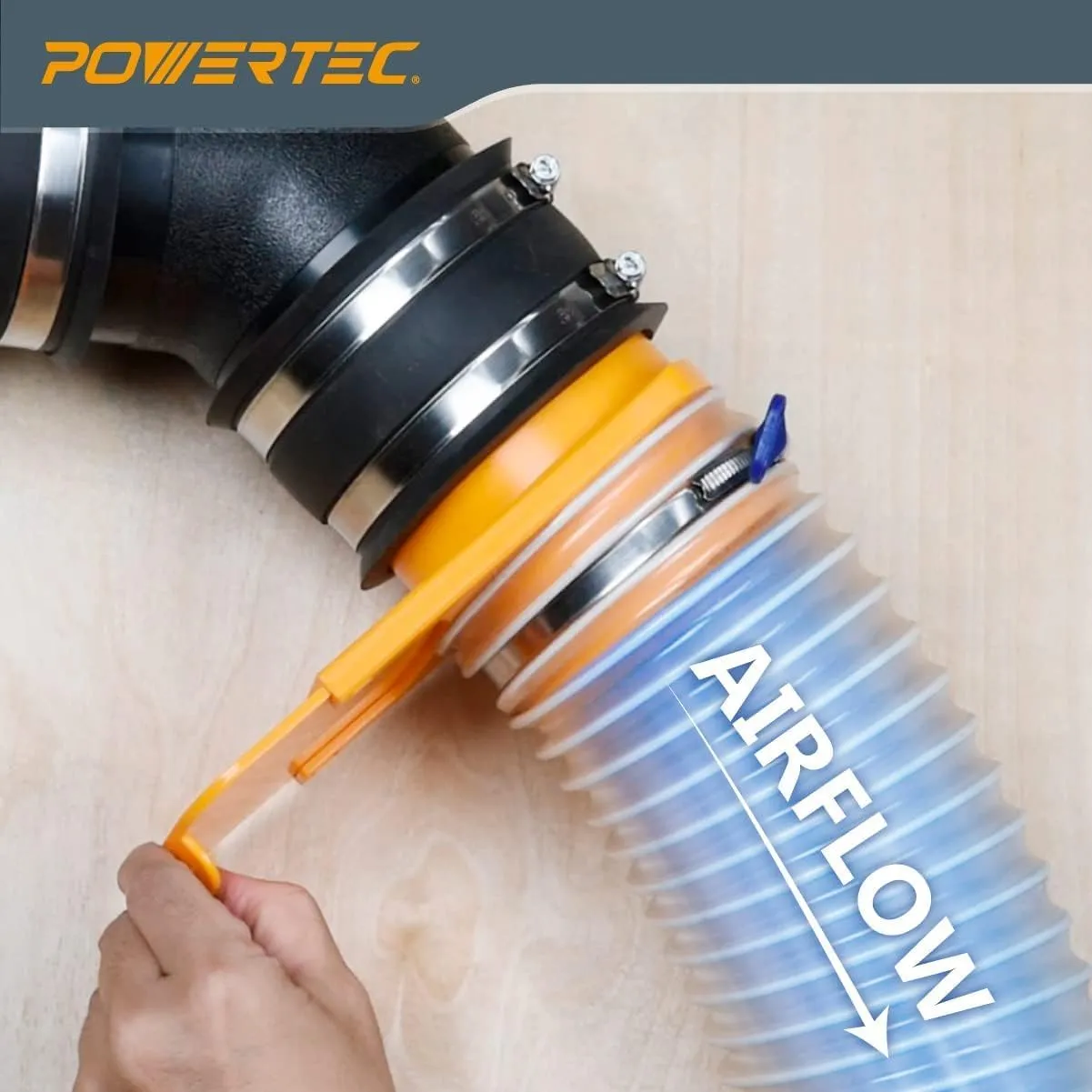 POWERTEC 4" x 20' Dust Collection Hose, 4 Inch Dust Collector Hose for Table Saw, Band Saw, Planer, Jointer, Woodworking and Wood Shop Dust Collection System (70143)