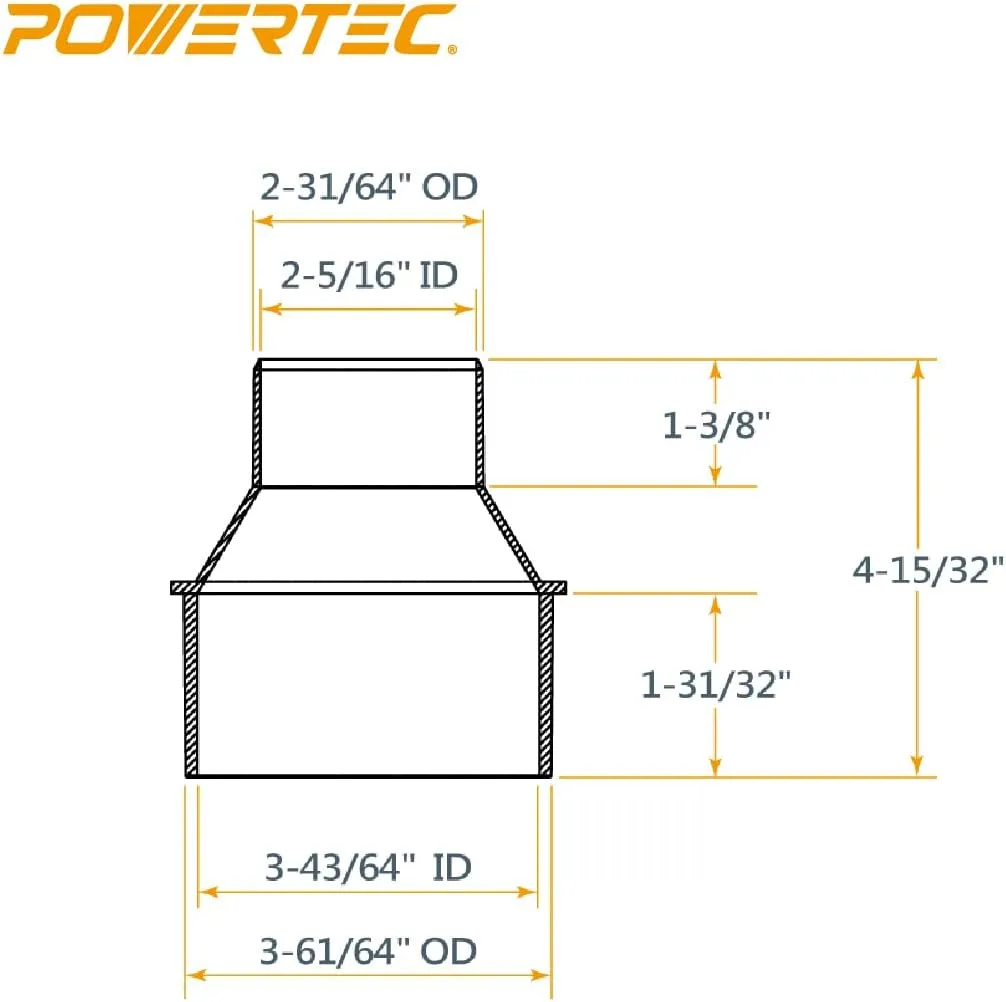 POWERTEC 4" x 20' Flexible PVC Dust Collection Hose with Cone Reducer for Table Saw, Band Saw, Planer, Jointer, Woodworking and Garage, Woodshop Dust Collection System (70386)