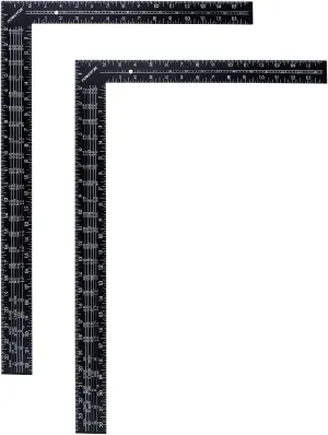 POWERTEC Framing Square, 16'' x 24'' Carpenter Square with Rafter Tables, Woodworking Square for Carpenter, Stair Gauges, Construction, Woodworking, 2PK (80008-P2)