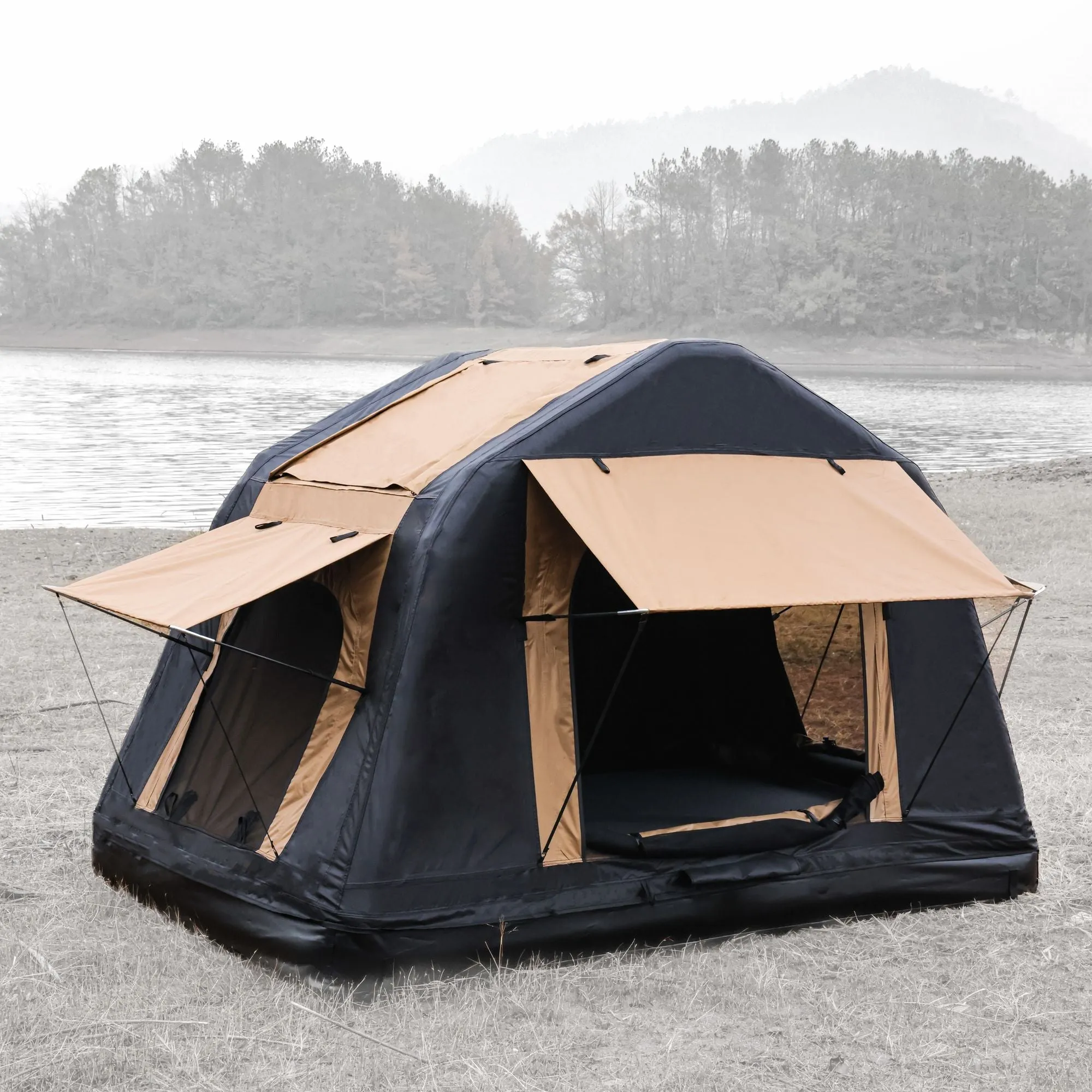 Premium for less Tent Car for Top camping 2-3 Massive offer for Ladder, Inflatable Style, Without Foldable & Khaki People Roof Tent Black) SUV,Truck( Outdoor Two-tone Camping Glamping Amphibious