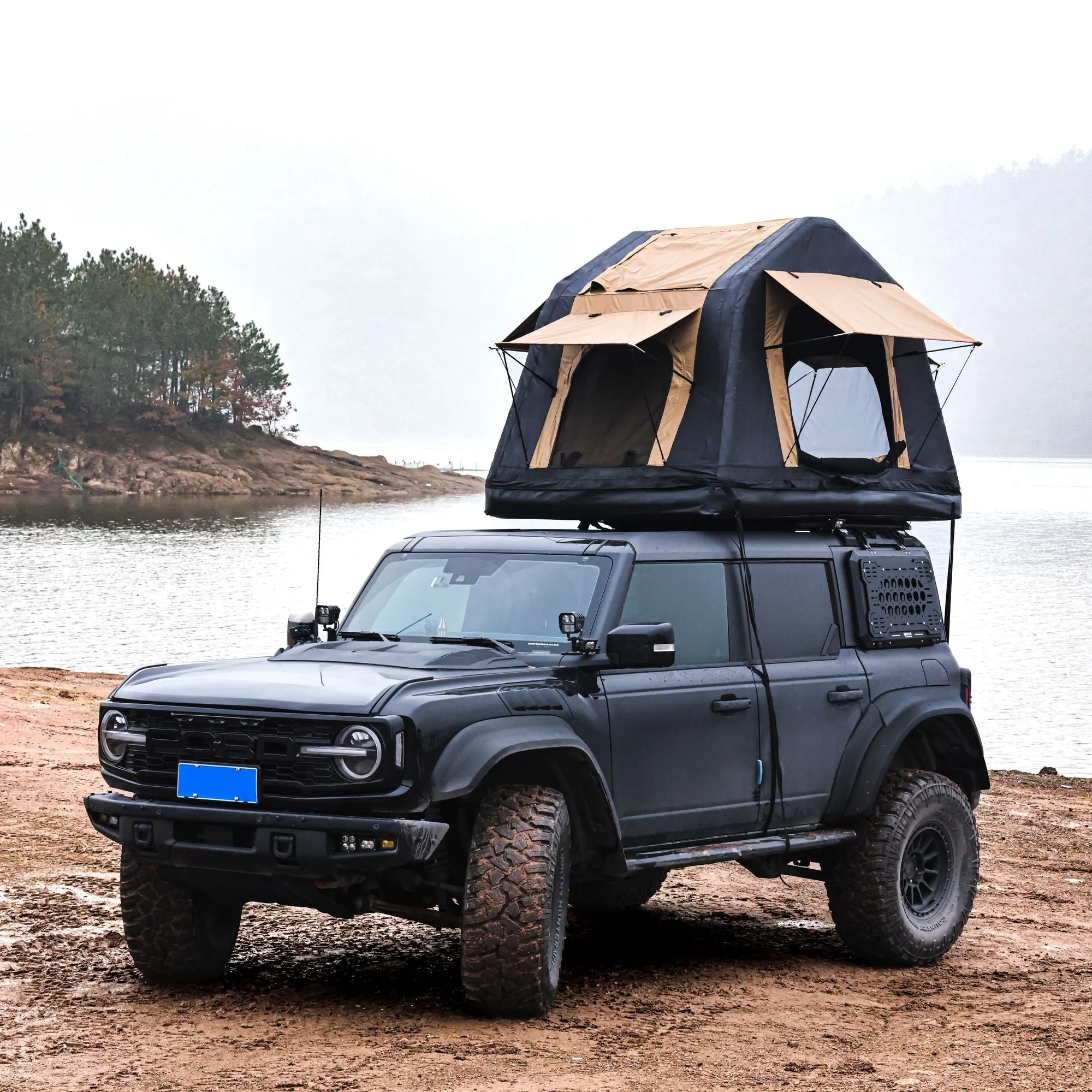 Premium for less Tent Car for Top camping 2-3 Massive offer for Ladder, Inflatable Style, Without Foldable & Khaki People Roof Tent Black) SUV,Truck( Outdoor Two-tone Camping Glamping Amphibious