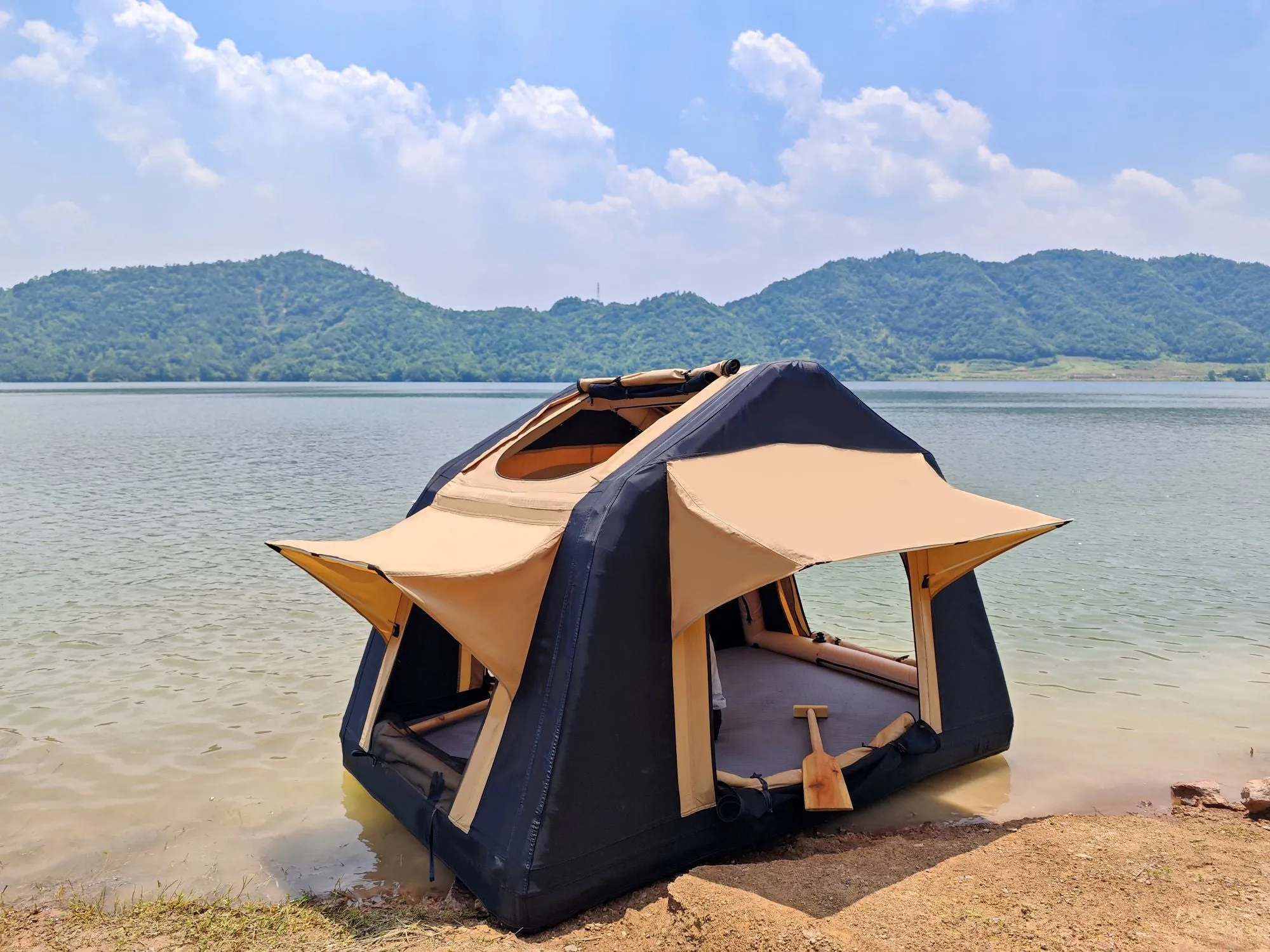 Premium for less Tent Car for Top camping 2-3 Massive offer for Ladder, Inflatable Style, Without Foldable & Khaki People Roof Tent Black) SUV,Truck( Outdoor Two-tone Camping Glamping Amphibious