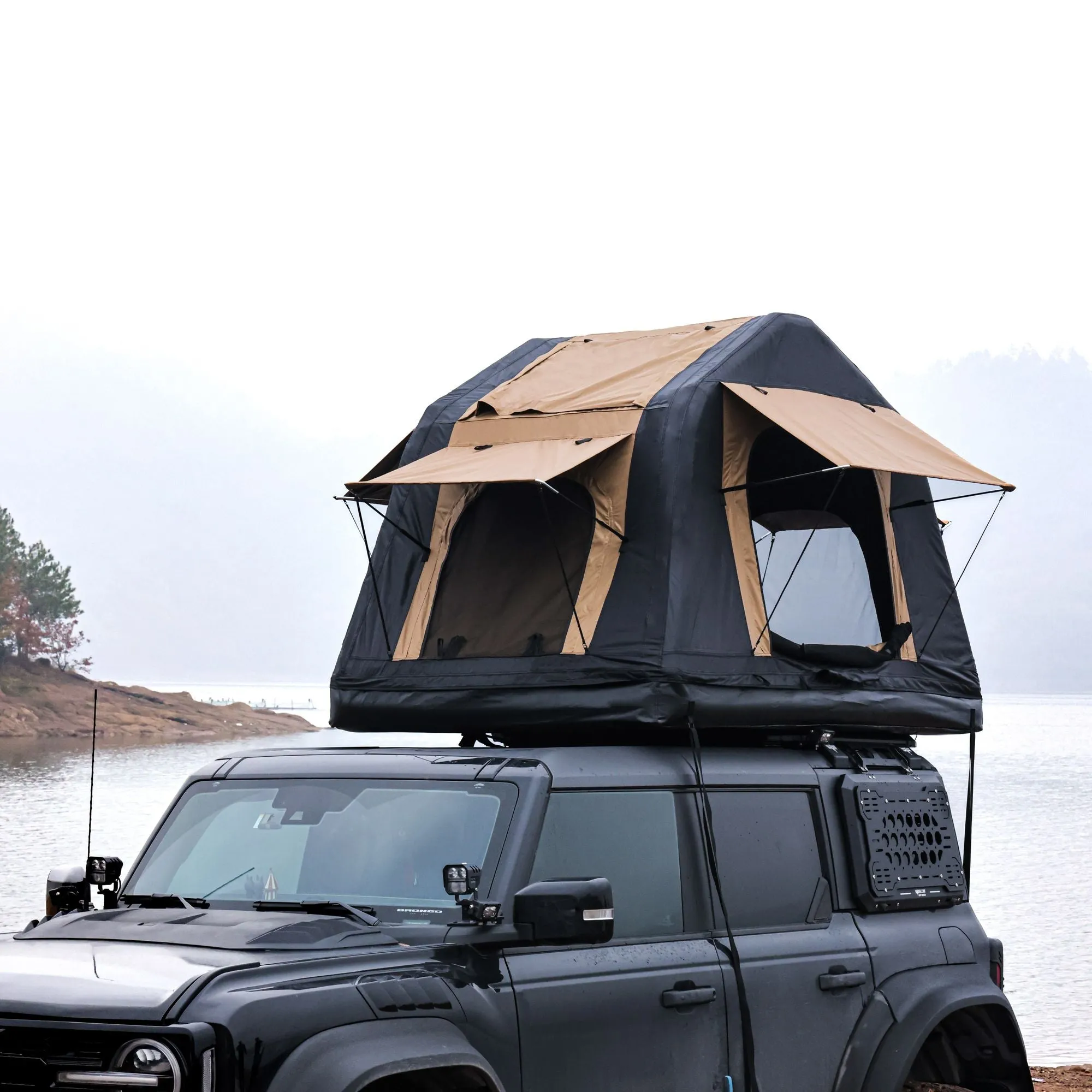 Premium for less Tent Car for Top camping 2-3 Massive offer for Ladder, Inflatable Style, Without Foldable & Khaki People Roof Tent Black) SUV,Truck( Outdoor Two-tone Camping Glamping Amphibious